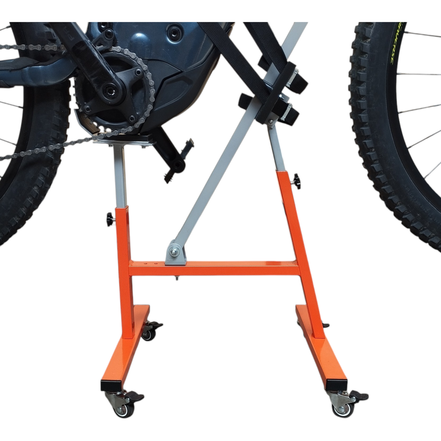 Cavalletto Centrale Manutenzione Bici Emtb E-Bike Universale Regolabile + Ruote. Codice ITA031BLR